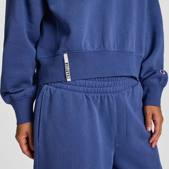 Champion Women's Fleece 1/4 Snap Cropped Pullover – Blue XS – New With Tags - Picture 2 of 5